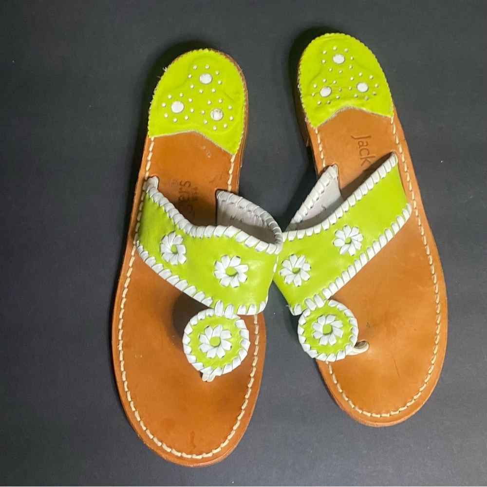 Jack Rogers Lime Green and Tan Women's Sandals - Picture 2 of 8